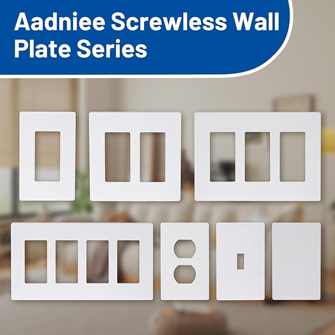 1-Gang Screwless Toggle Switch Wall Plates, Decorative Outlet Covers, Standard Size 2.92" x 4.68" Switch Plate, No Visible Screw, Unbreakable Thermoplastic (10 Pack, Gloss White)