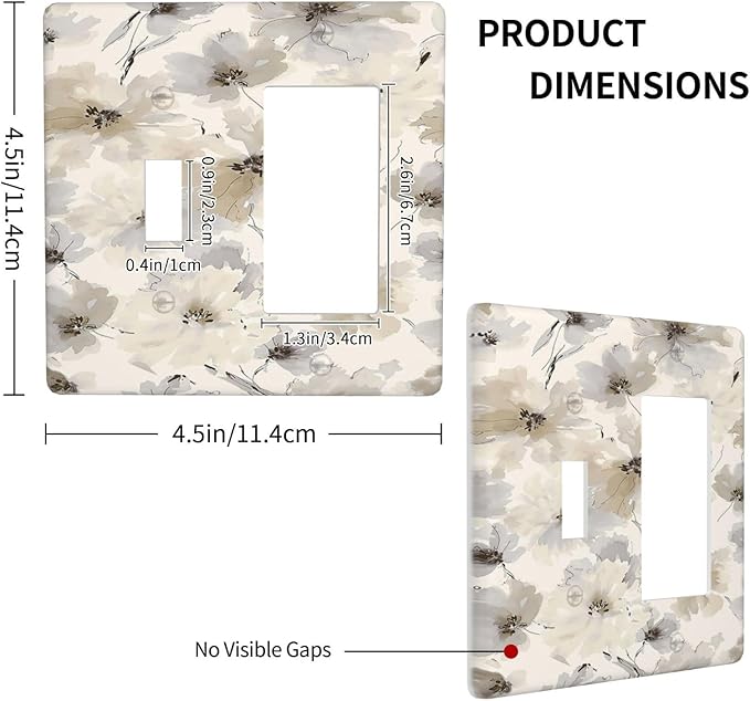 Outlet Covers Beige Flower Watercolor Flower 1 Toggle 1 Rocker Combo Light Switch Cover Plate Decorative Switch Plate Covers Electrical Wall Plate for Bedroom Home Decor
