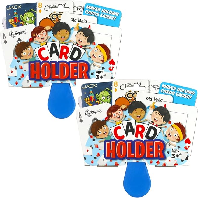 Regal Games 2 Pack Card Holders for Playing Cards - Kids Card Holder with Plastic Paddles - Ideal for Family Fun Game Night and Travel (Ages 3+)
