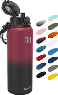 Fanhaw 40 oz Insulated Stainless Steel Water Bottle with Chug Lid, Leakproof & Sweat-Free Extra-Large Metal Bottle for Outdoor, Hiking & Gym (Red Black)