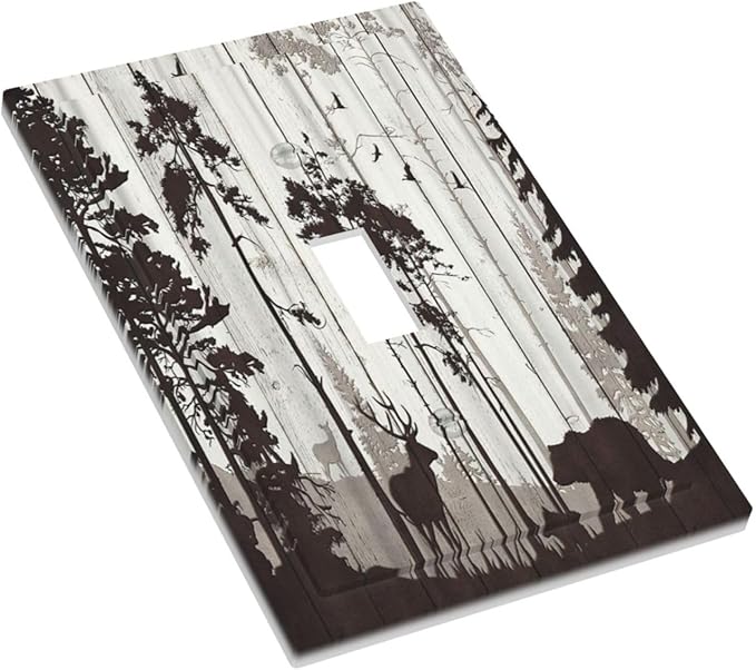 Light Switch Cover Rustic Deer Hunting Forest Woodland 1 Gang Wall Plate Cover Country Single Toggle Outlet Covers Decorative Switchplate Electrical Faceplate for Farmhouse Home Decor