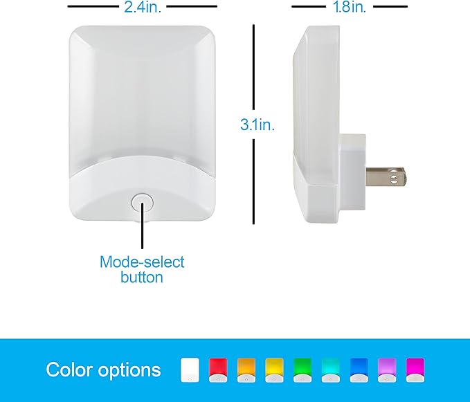 GE Color Changing LED Night Light for Kids, Dusk to Dawn Sensor, Home Decor Apartment Essentials, Wall Lights for Bedroom, Ambient Lighting, Nightlights Plug in, 50860, 4-Pack