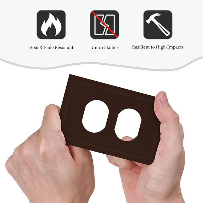 Decorative Thick Brown 1 Gang Duplex Wall Plate Receptacle Outlet Covers, Decorative Matte Frosted Coffee Brown Dual Device Device Light Switch Faceplate Cover