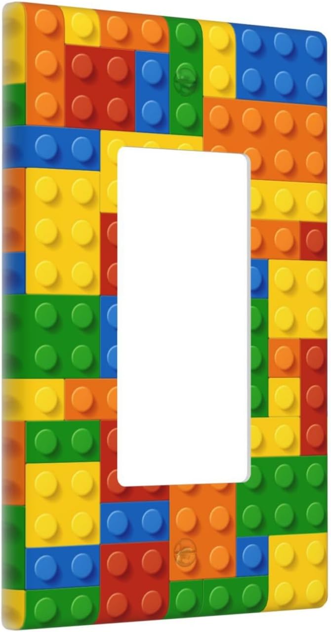 Colorful Bricks Single Gang Rocker Light Switch Cover Plates Decorative Outlet Covers, 1 Gang Rocker Wall Plate
