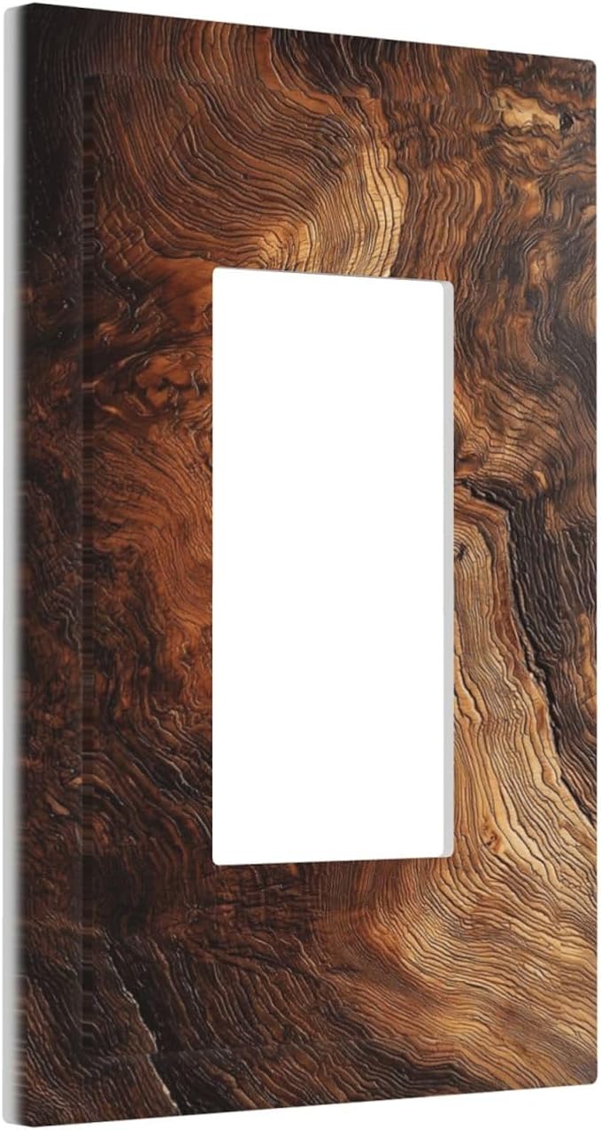 Natural Wood Grain Texture Old Tree Trunk Print Decorative Outlet Covers 1 Gang Single Rocker Light Switch Cover Plate Wall Plates GFCI Faceplate for Farmhouse Home Decor
