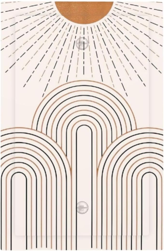 Decorative Light Switch Plate Covers Mid Century Gold Sun Minimalist Arch Line Castle 1 Gang No Device Switch Cover Plate Single Blank Wall Plate Switchplate Electrical Faceplate
