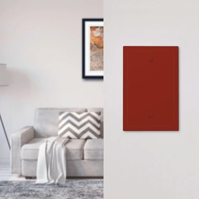 Red Decorative 1 Gang Blank Wall Plate, One Gang Wine/Brown Red No Device Light Switch Cover Electric Unused Switch Face Wallplate Covers