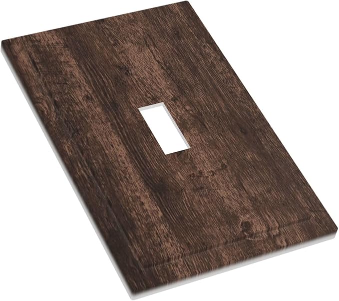 Brown Dark Wood Plank Rustic Vintage Print Decorative Light Switch Cover 1 Gang Single Toggle Device Electrical Faceplate Switchplates Decorator Outlet Wall Plate for Farmhouse Home Decor