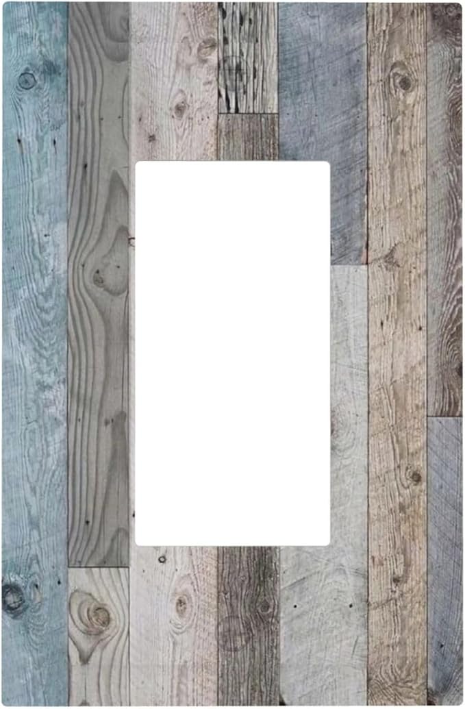 Decorative Rustic Western Kitchen Wood 1 Gang Decorator Light Switch Cover Cabin Barn Vintage Wooden GFCI/Rocker Wall Plate Farmhouse Outlet Receptacle Switchplate Faceplate Cover for Dimmer