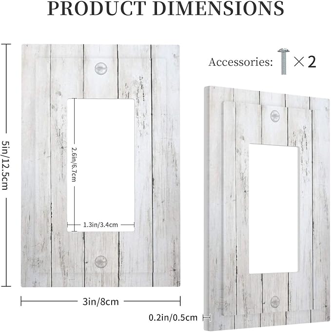 Modern Rustic Wood White Oak Print Decorative Outlet Covers 1 Gang Single Rocker Light Switch Cover Plate Wall Plates GFCI Faceplate for Farmhouse Home Decor