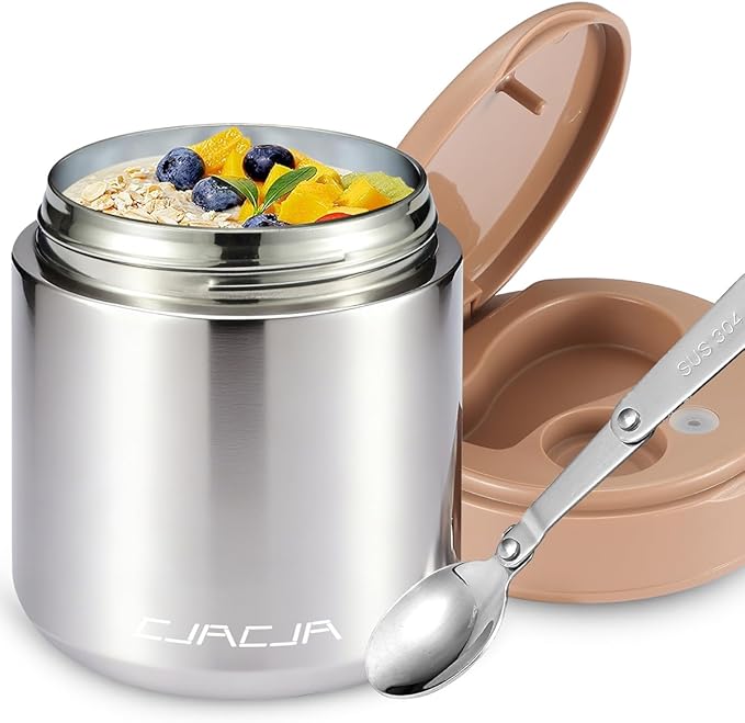 Thermo for Hot Food Kids - 15.2oz, Leak Proof Insulated Food Jar, Soup Thermo, Insulated Lunch Containers, Termos Para Comida Caliente, Wide Mouth Lunch Box with Folding Spoon and Handle