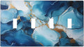 Decorative Light Switch Plate Covers Artistic Abstract Blue Marble Gold Line Painted 4 Gang Wall Plate Switch Cover Plate Quad Toggle Jumbo Electrical Faceplate for Kitchen Decor