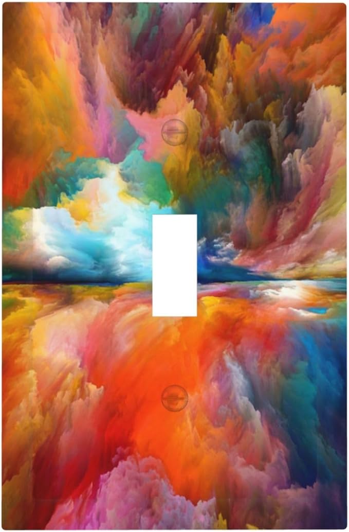 Light Switch Cover Plate Iridescent Abstract Colorful Clouds 1 Gang Single Toggle Rainbow Decorative Switch plates Outlet Cover Electrical Wall Plates Faceplate for Bathroom Home Decor