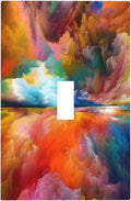 Light Switch Cover Plate Iridescent Abstract Colorful Clouds 1 Gang Single Toggle Rainbow Decorative Switch plates Outlet Cover Electrical Wall Plates Faceplate for Bathroom Home Decor