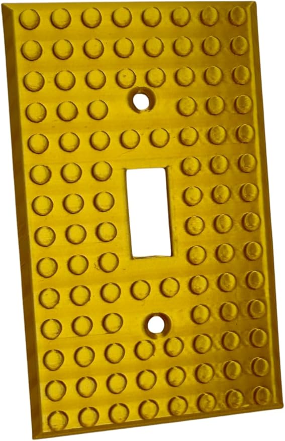 Brick Wall Plate, Single Toggle Light Switch Cover for Kids Bedroom, Game Room, 1-Gang (Gold)