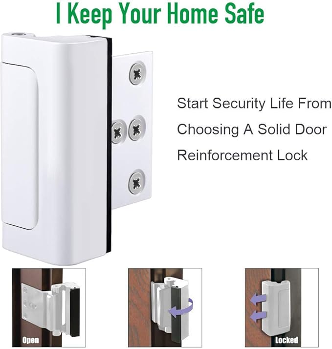 Home Security Door Reinforcement Lock Upgraded Front Door Locks for Kids Safety Withstand 800 lbs Metal Child Proof Door Latch Lock for Inside Door Top Extra Flip Lock High Deadbolt Lock Home Defender