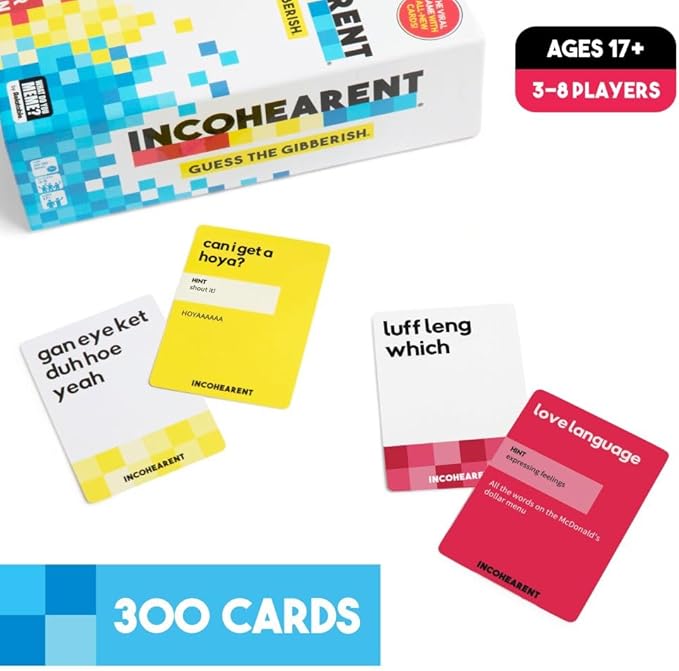 Incohearent, The Guess The Gibberish Party Game by Relatable, A Funny Card Game for Adults, Great for Bachelorette Party Games or Game Night Games, Includes 300 Cards