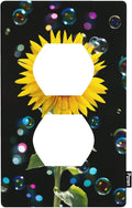 Sunflower Black Wall Plate Cover Blow Bubbles and Sunflower Bouquet Outlet Covers 1-Gang Switch Plug Duplex Cover Home Bedroom Bathroom Kitchen