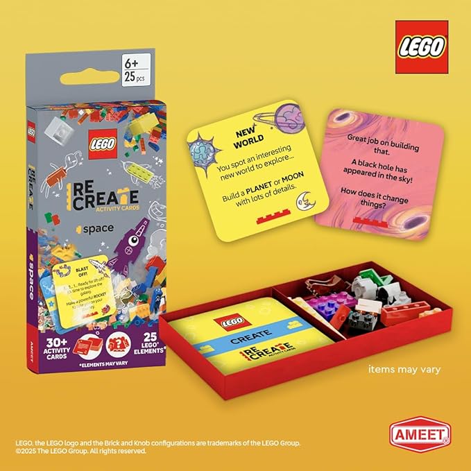 LEGO Recreate Activity Cards – Space | Outer Space Building Game with 30+ Activity Cards & 25 LEGO Elements | Ages 6+