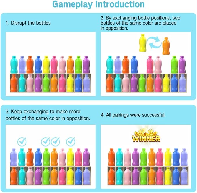 Aerbee Bottle Color Matching Toys, Fun Toys for Kids, Interesting Match The Bottle Color Game - Family Games for Kids and Adults, Fun Party Games for Groups, Festival Unique Gift for 3+ Kid Birthday