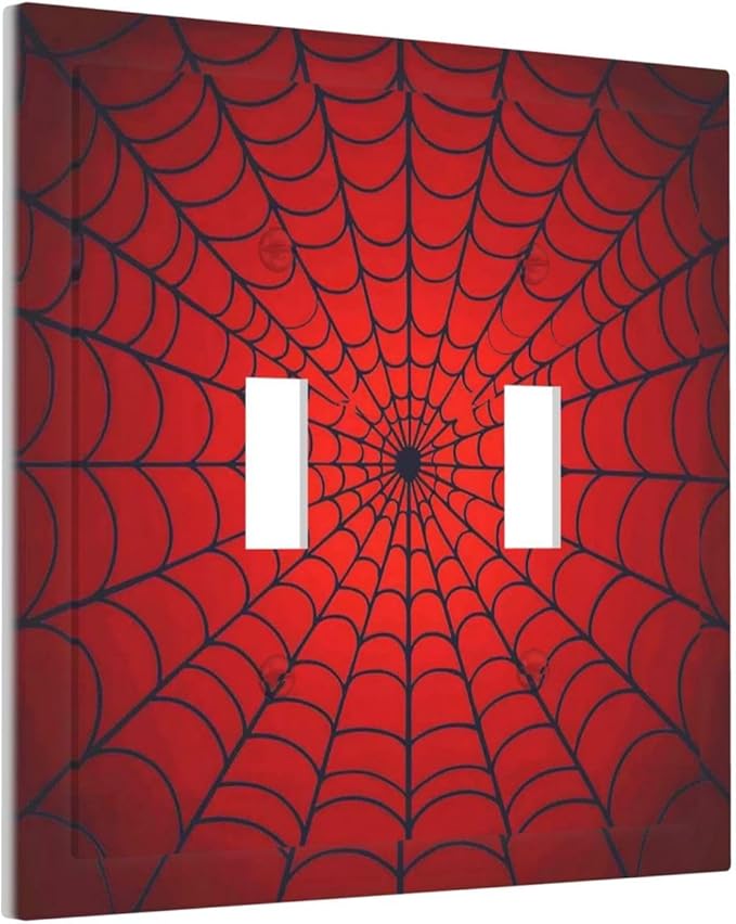 Red Spider Web Black Line Simplicity Decorative Switch Plates 2 Gang Double Toggle Outlet Light Switch Cover Wall Plate Electrical Faceplate For Kids Room Home Decor