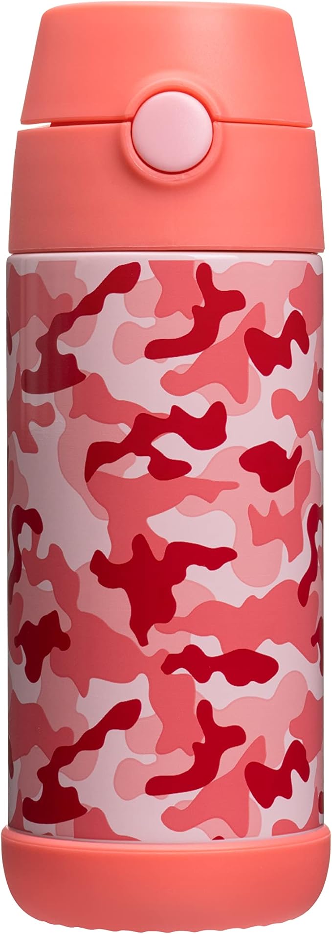 Snug Insulated Kids Water Bottle with Straw & Spout – Double-Wall Stainless Steel, Leakproof, Easy-Flip Lid – For School, Travel, Toddlers & Big Kids - Pink Camo, 12oz