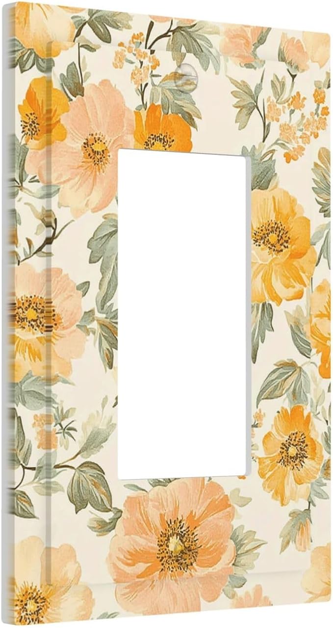 Decorative Outlet Covers Vintage Floral Pastel Flower Pattern 1 Gang Single Rocker Light Switch Cover Plate GFCI Wall Plates Electrical Switch Plate Cover for Bedroom Cabin Decor