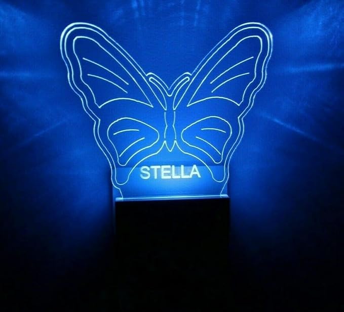 Night Light Multi Color Personalized LED Plug-in, Ultra-Slim Touch Night Light Smart Dusk to Dawn Sensor, Kids Children's Bedroom Kitchen Bathroom Hallway Play Room Variations (Butterfly)