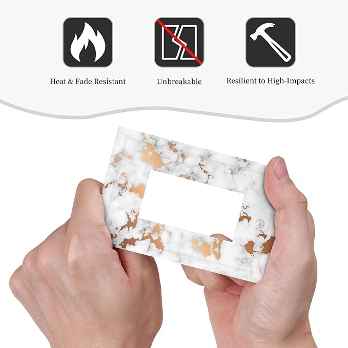 Luxury White Gray Golden Marble 1 Gang Rocker/Decorator Light Switch Cover Modern Gold Vein Cracked Ink Marbled Textured Decorative Gfci Device Receptacle Switch Face Wall Plate Cover
