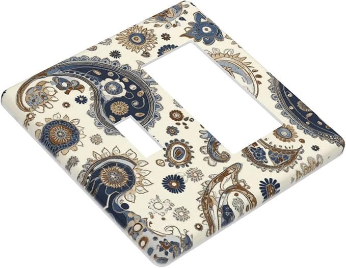 Outlet Covers Doodle Style Floral Abstract Teardrop 1 Toggle 1 Rocker Combination Decorative Wall Plate Electrical Switch Plates Light Switch Cover Plate For Bed Room Living Room Decor