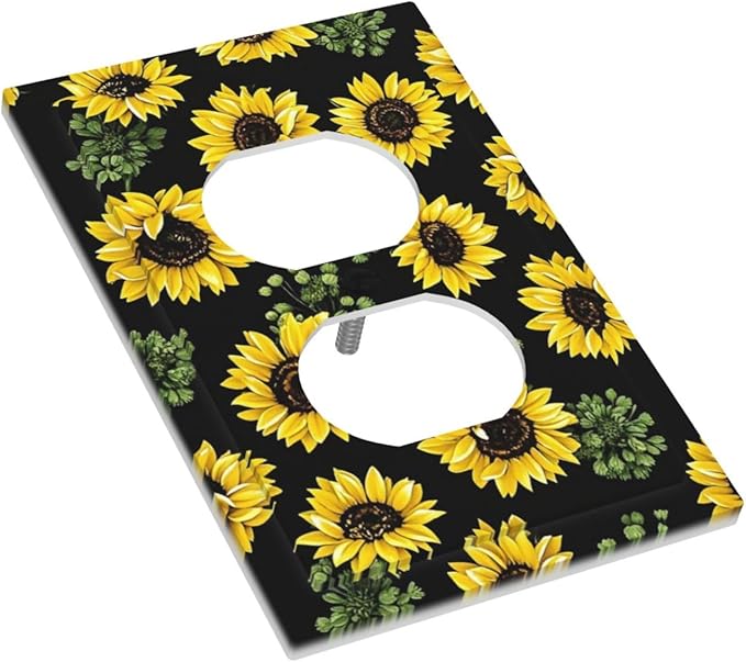Outlet Covers Floral Sunflower Plants Flowers 1 Gang Duplex Light Switch Cover Decorative Switch Plates Electrical Receptacle Faceplate Wall Plate For Bed Room Farmhouse Decor