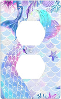 Mermaid Girl Outlet Covers Light Switch Cover Plates Decorative Wall Plate Electrical Switchpalte Faceplate for Kid Bedroom Home Bathroom Decor 4.5" x 2.76"
