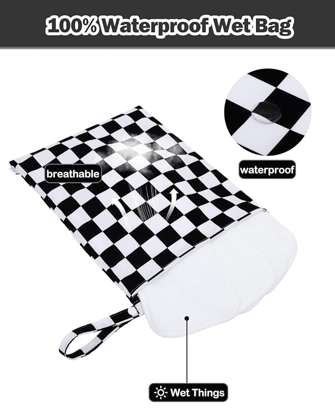 babygoal Waterproof Wet Dry Bag for Swimsuits,Travel, Food Storage, Stroller, Daycare, Baby Diapers, Yoga, Beach, Pool, Wet Clothes-Black Lattice
