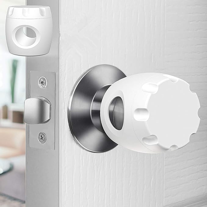 Door Knob Safety Cover, 4 Pack Baby Safety Door Handle Cover, Screw Thread Design, Reusable, Reliable Solution to Prevent Kids from Popping Off the Covers