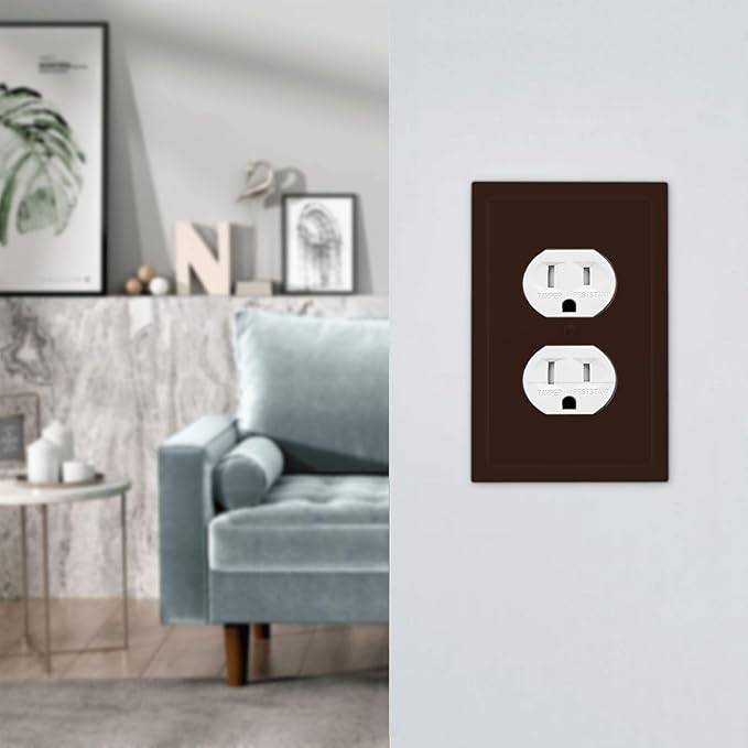 Decorative Thick Brown 1 Gang Duplex Wall Plate Receptacle Outlet Covers, Decorative Matte Frosted Coffee Brown Dual Device Device Light Switch Faceplate Cover