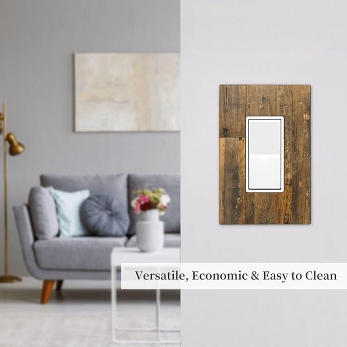 Brown Wood Vintage Rustic Old Board Decorative Outlet Covers 1 Gang Single Rocker Light Switch Cover Plate Wall Plates GFCI Faceplate for Farmhouse Home Decor