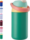 12 oz Water Bottle Insulated, 304 Stainless Steel Insulated Kids Water Bottle with Straw, 2-in-1 Lid Toddler Cups for School Boys Girls, BPA-Free, Leak-Proof, Great for Sport, Travel, Gift, Forest