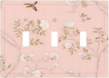 Pink Background Flowers Bird Butterflies Floral Decorative Switch Plates 3 Gang Wall Plate Triple Toggle Light Switch Cover Faceplate Electrical Wall Panels for Bedroom Living Room Decor