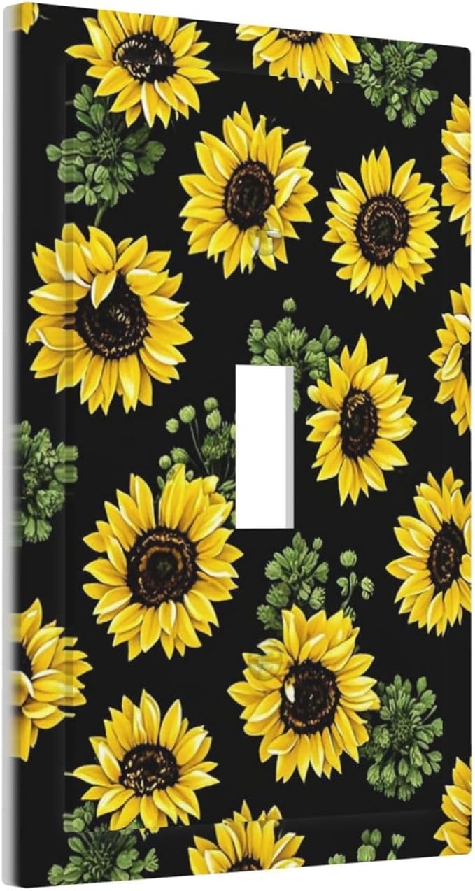 Decorative Light Switch Cover Floral Sunflower Plants Flowers 1 Gang Single Toggle Device Electrical Faceplate Switchplates Decorator Outlet Wall Plate For Bed Room Farmhouse Decor