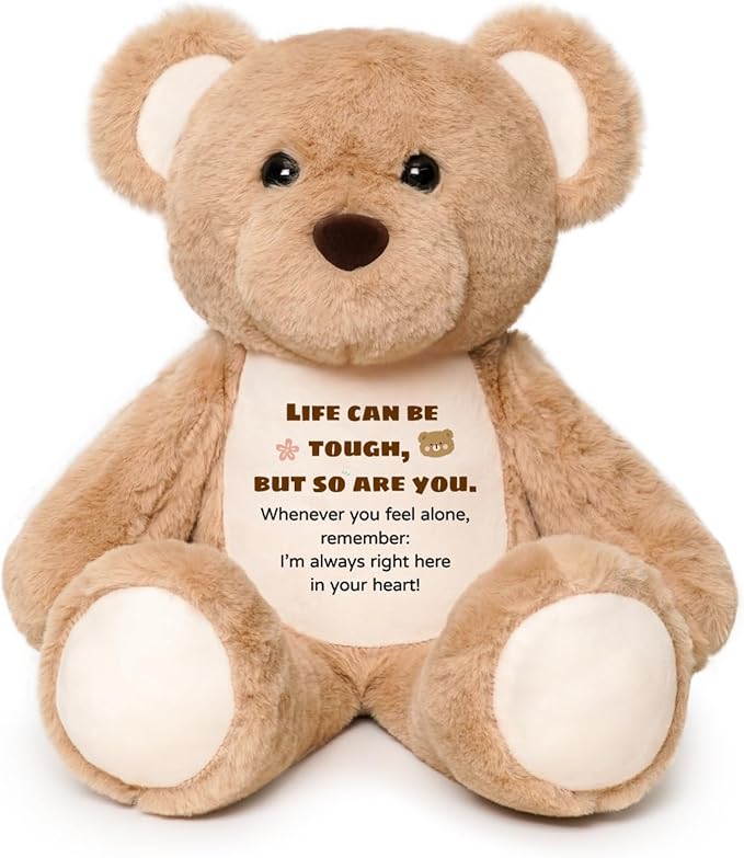 Soft Teddy Bear Plush Toy, Get Well Soon Comfort Bear with Sympathy Message, Emotional Support Thinking of You Encouragement Sympathy Gift for Women Kids Toddlers Grandkids Friends