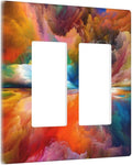 Light Switch Cover Plate Iridescent Abstract Colorful Clouds 2 Gang Double Rocker Decorative Switch plates Rainbow GFCI Wall Plates Electrical Outlet Covers Receptacle for Bathroom Home Decor