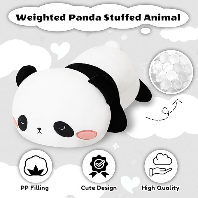 Finebee Weighted Panda Stuffed Animals, Cute Weighted Panda Plush, Soft Stuffed Weighted Plushie Pillow Gifts for Girls Boys(9.8" 0.8Lbs)