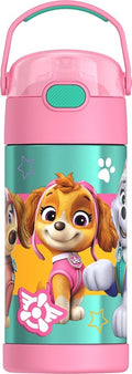 THERMOS FUNTAINER Water Bottle with Straw - 12 Ounce - Kids Stainless Steel Vacuum Insulated Water Bottle with Lid, Paw Patrol Girl