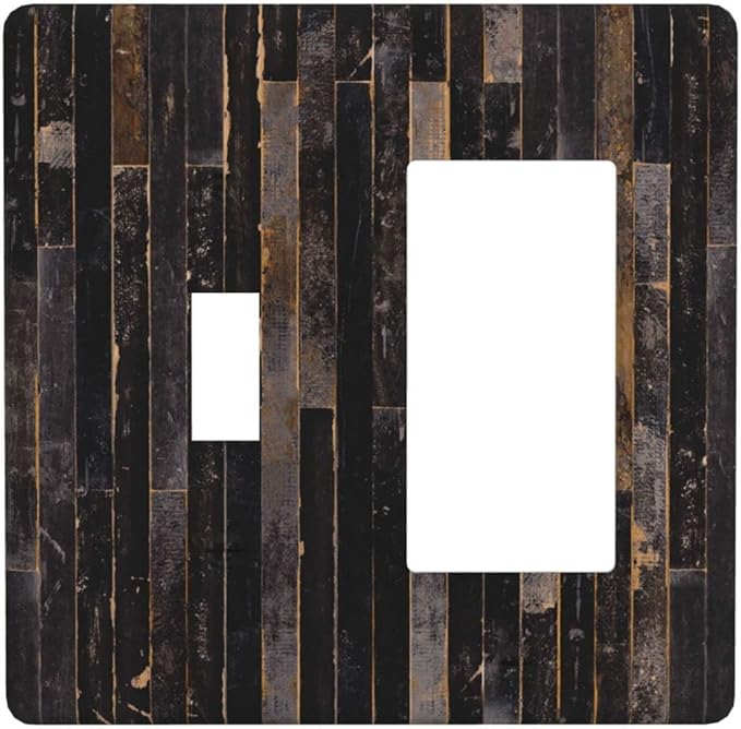 Decorative Switch Plate Covers Black Farmhouse Wood Board 2 Gang 1 Gang Single Toggle Rocker Device Combination Light Switch Cover Western Country Lodge Wall Plate Electrical Faceplate