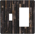 Decorative Switch Plate Covers Black Farmhouse Wood Board 2 Gang 1 Gang Single Toggle Rocker Device Combination Light Switch Cover Western Country Lodge Wall Plate Electrical Faceplate