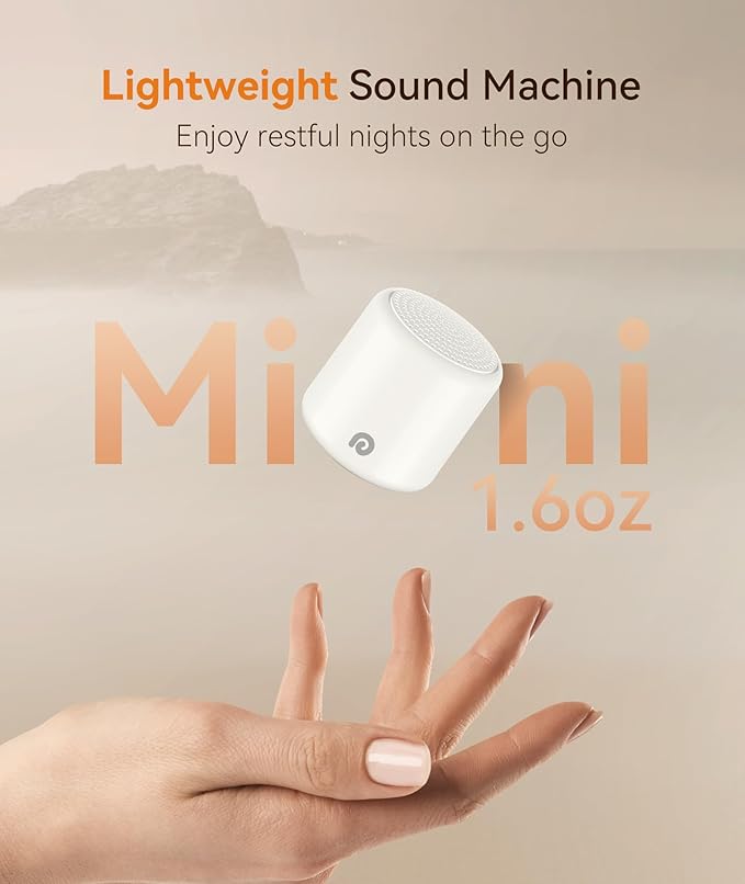 Dreamegg Portable Travel White Noise Machine for Sleep, Features Powerful Battery, Egg-Sized, 16 Nature Sounds, Timer, for Baby Adults Office Privacy Home Gift, Cream