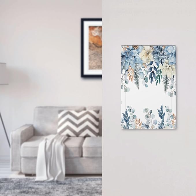 Blue Vine Snowflake Plants Leaves Floral Flowers Light Switch Cover Plate 1 Gang No Device Blank Electrical Wall Plates Faceplate Decorative Switch Plate for Bedroom Living Room Decor