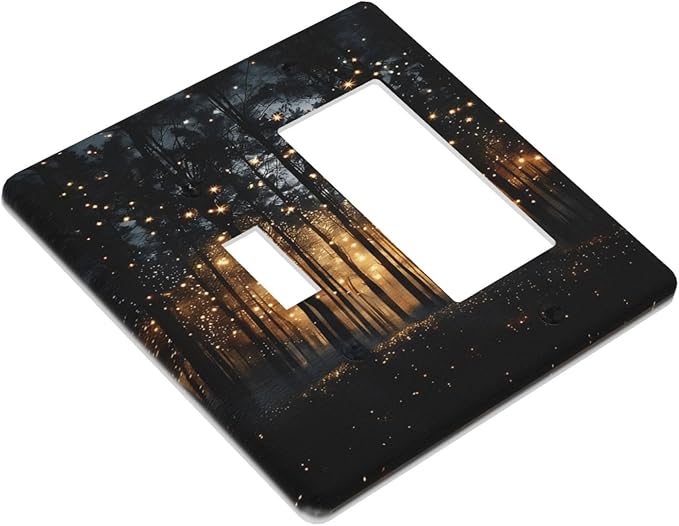 Whimsical Nature Enchanted Forest Landscape Outlet Covers 1 Toggle 1 Rocker Combination Decorative Wall Plate Electrical Switch Plates Light Switch Cover Plate for Bedroom Living Room Decor
