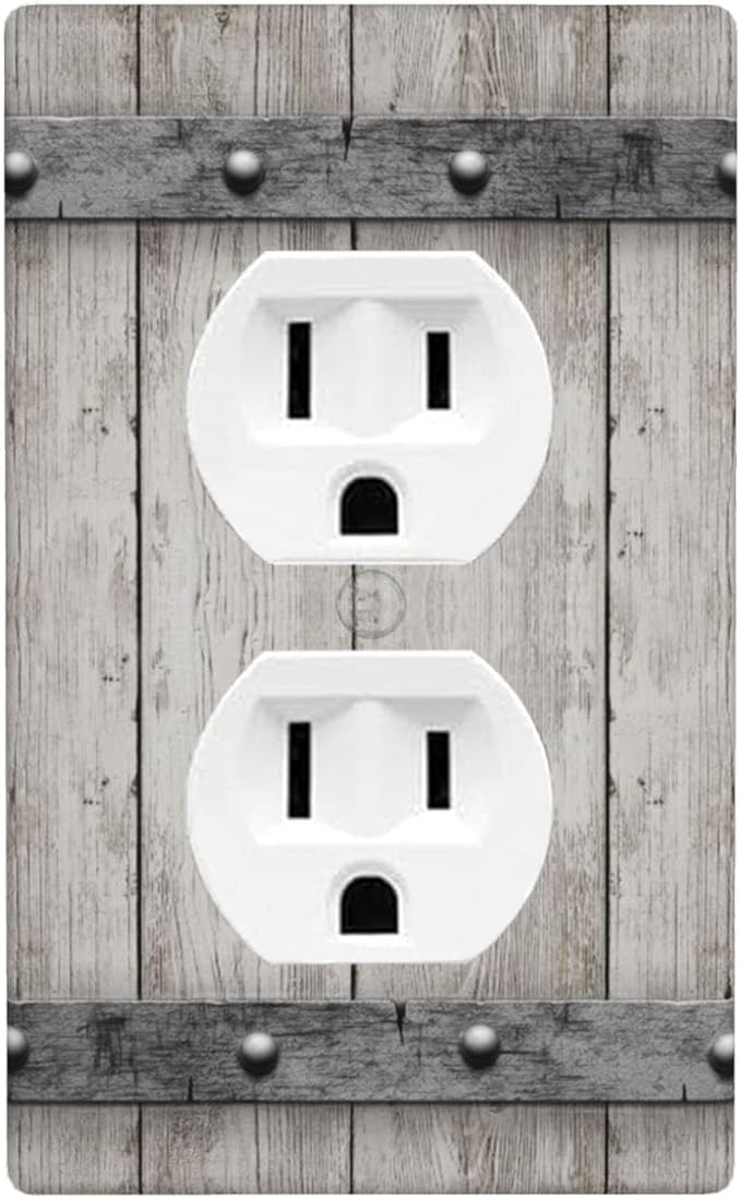 Rustic Cabin Wooden Texture 1-Gang Duplex Wall Plate, Vintage Gray Wood Outlet Cover for Cabin, Lodge, Farmhouse & Bedroom