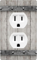 Rustic Cabin Wooden Texture 1-Gang Duplex Wall Plate, Vintage Gray Wood Outlet Cover for Cabin, Lodge, Farmhouse & Bedroom